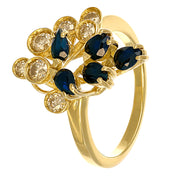 Anello - 18 carati Oro giallo - 1.05ct. tw. Zaffiro - Diamante