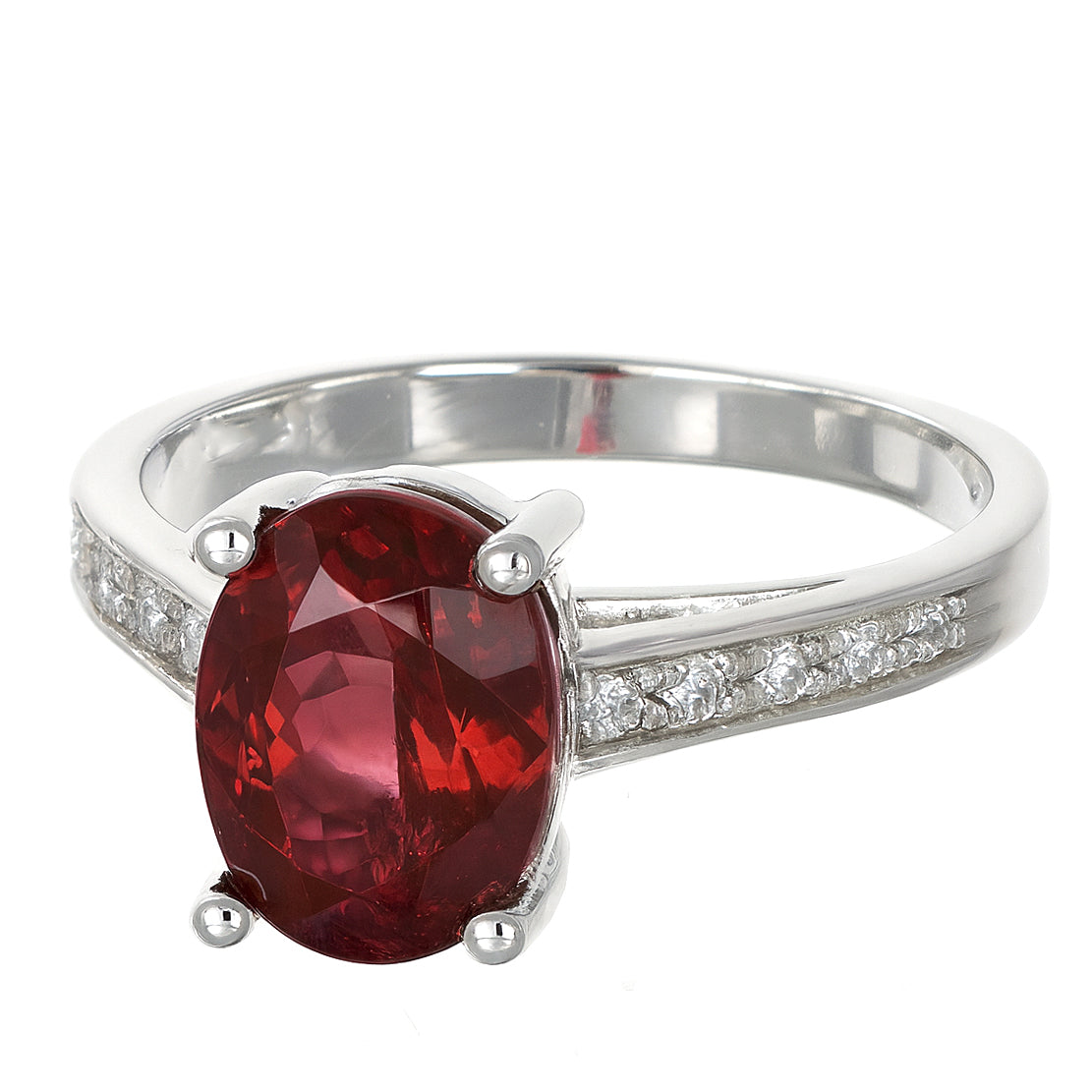 Anello - 18 carati Oro bianco - 2.73ct. tw. Tormalina - Diamante