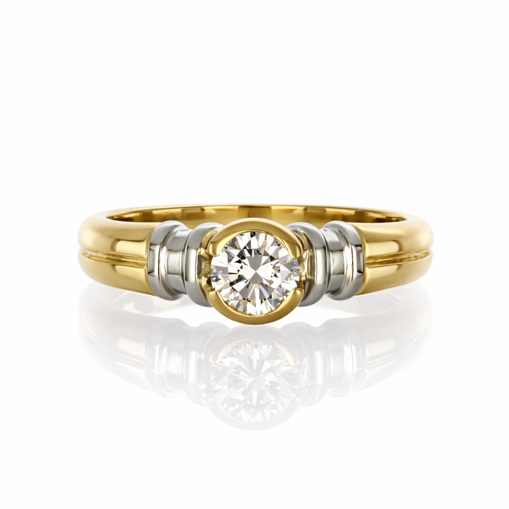 Anello - 18 carati Oro bianco, Oro giallo - 0.47ct. tw. Diamante (Naturale)