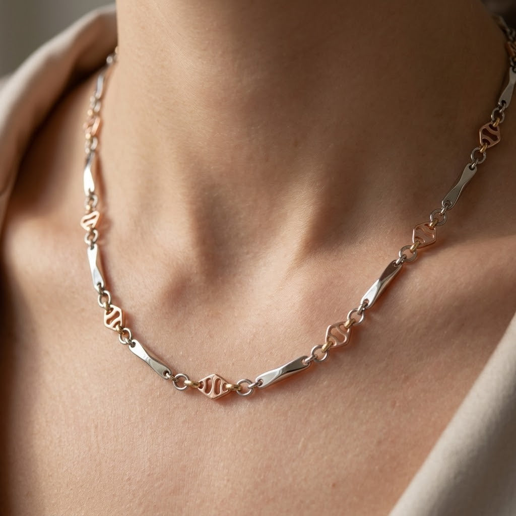 Collana - 18 carati Oro bianco, Oro rosa - Made in Italy - Handmade