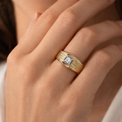 Anello - 18 carati Oro giallo, Oro bianco - 0.22ct. tw. Diamante (Naturale)