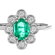 Anello - 18 carati Oro bianco Smeraldo - Diamante