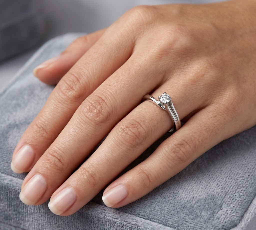 Anello - 18 carati Oro bianco - 0.09ct. tw. Diamante (Naturale) - Made in Italy - Handmade