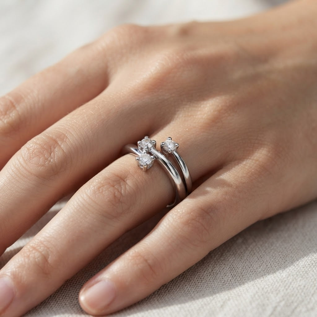 Anello - 18 carati Oro bianco - 0.39ct. tw. Diamante (Naturale)