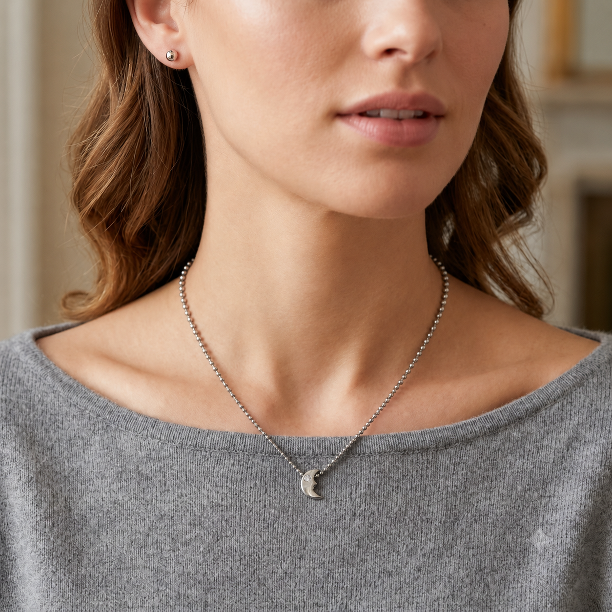 Collana con ciondolo - 18 carati Oro bianco - 0.01ct. tw. Diamante (Naturale) - Made in Italy - Handmade