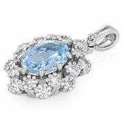 Ciondolo - 18 carati Oro bianco - 0.91ct. tw. Acquamarina - Diamante