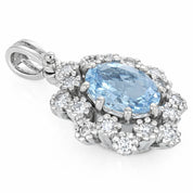 Ciondolo - 18 carati Oro bianco - 0.91ct. tw. Acquamarina - Diamante