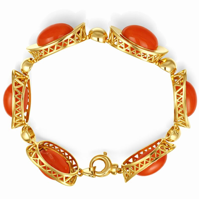 Bracciale - 18 carati Oro giallo Corallo