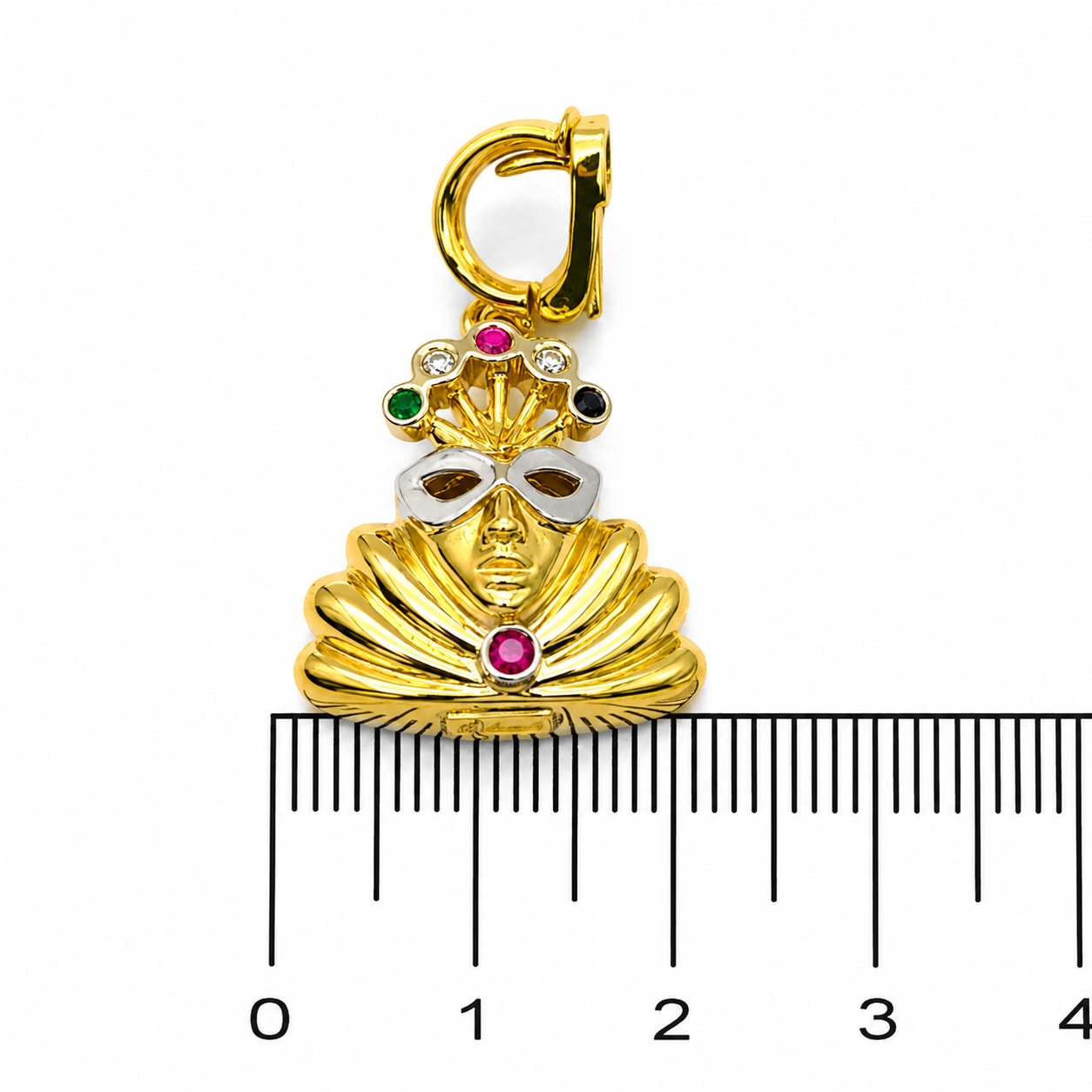Ciondolo - 18 carati Oro giallo, Oro bianco, Rubino - Zaffiro - Smeraldo - Diamanti - 0.18ct. tw. - Made in Italy - Handmade