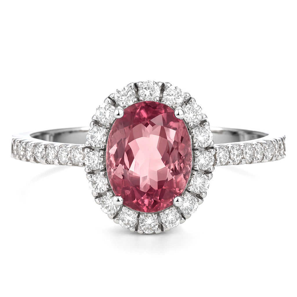 Anello - 18 carati Oro bianco - 2.16ct. tw. Tormalina - Diamante