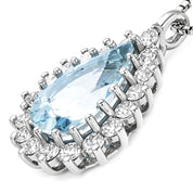 Collana con ciondolo - 18 carati Oro bianco - 1.24ct. tw. Acquamarina - Diamante