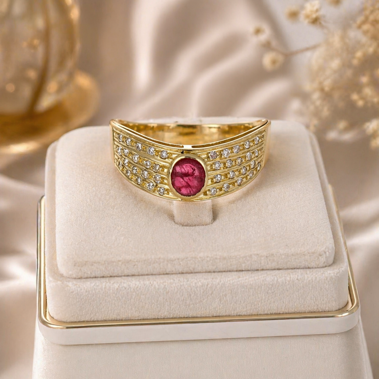 Anello - 18 carati Oro giallo - 0.78ct. tw. Rubino - Diamante - Made in Italy - Handmade