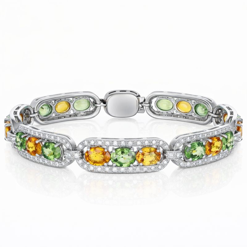 Bracciale - 14 carati Oro bianco - 19.10ct. tw. Zaffiro - Diamante