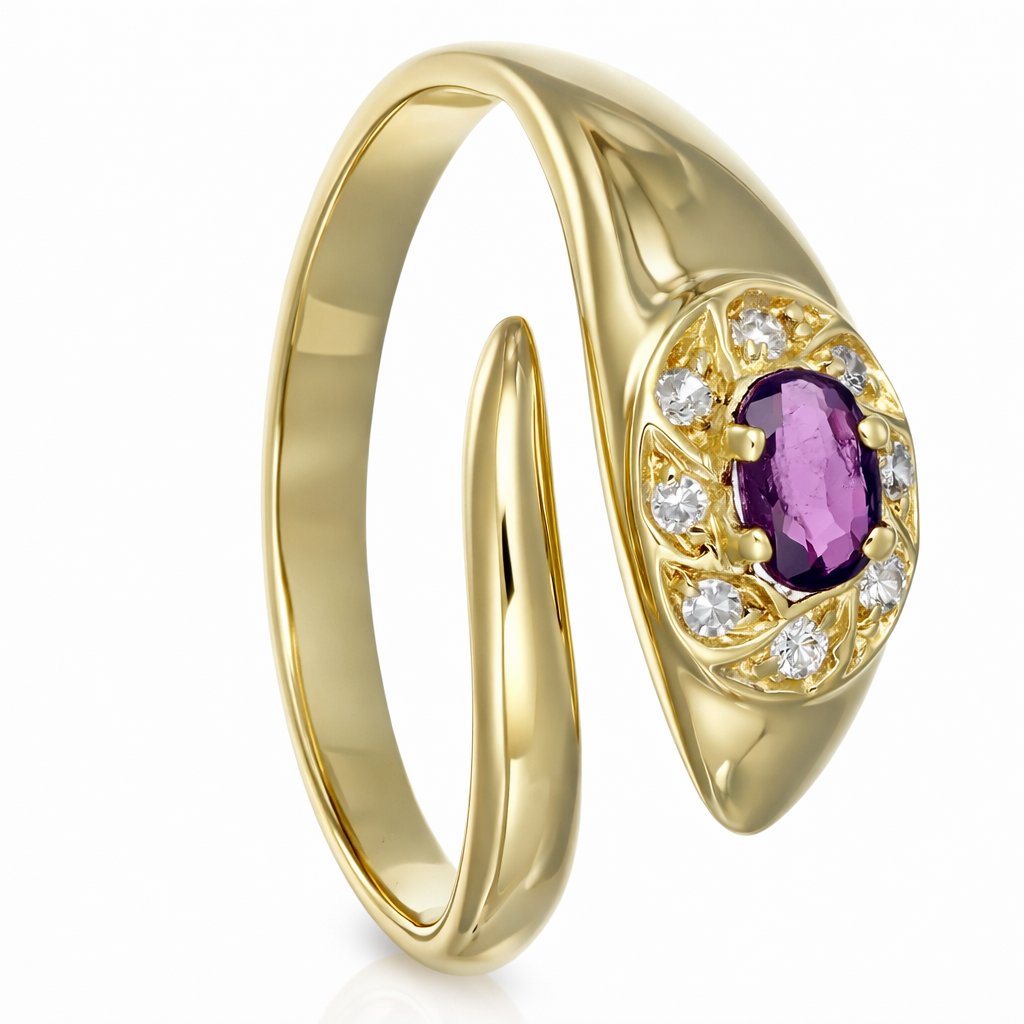 Anello - 18 carati Oro giallo - 0.33ct. tw. Rubino - Diamante