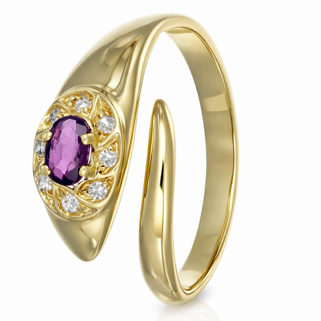 Anello - 18 carati Oro giallo - 0.33ct. tw. Rubino - Diamante