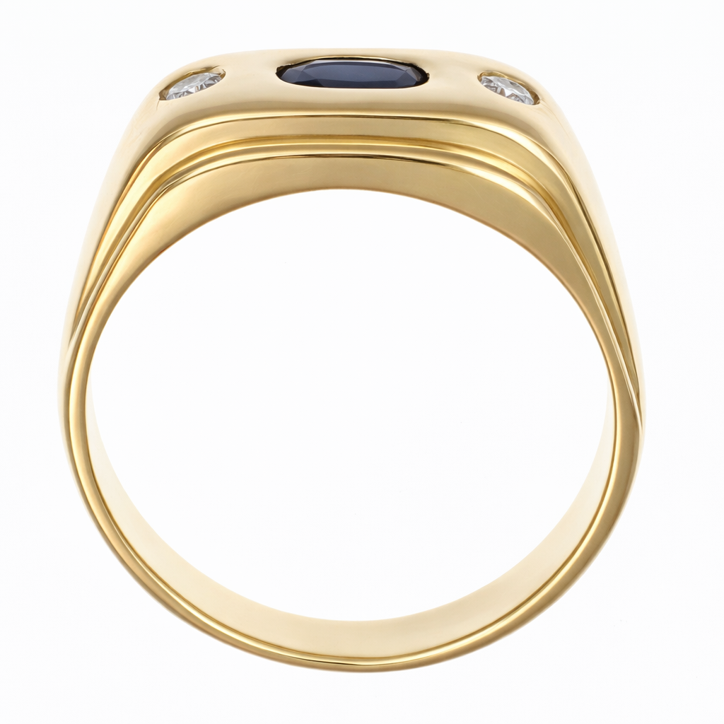 Anello - 18 carati Oro giallo - 0.89ct. tw. Zaffiro - Diamante