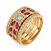 Anello - 18 carati Oro giallo - 2.07ct. tw. Rubino - Diamante