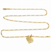 Collana unisex in oro giallo 18 carati con maglia alternata dal disegno classico e ciondolo