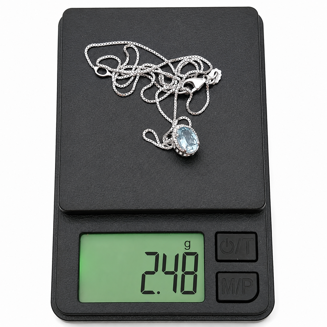 Collana con ciondolo - 18 carati Oro bianco - 0.66ct. tw. Acquamarina - Diamante