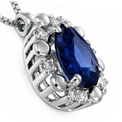 Collana con ciondolo - 18 carati Oro bianco - 0.52ct. tw. Zaffiro - Diamante