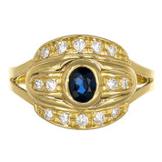 Anello - 18 carati Oro giallo - 0.58ct. tw. Zaffiro - Diamante