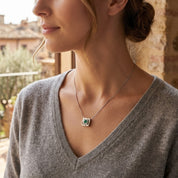 Collana con ciondolo - 18 carati Oro bianco - 0.57ct. tw. Smeraldo - Diamante - Made in Italy - Handmade