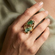 Anello - 18 carati Oro giallo - 4.00ct. tw. Giada - Agata verde