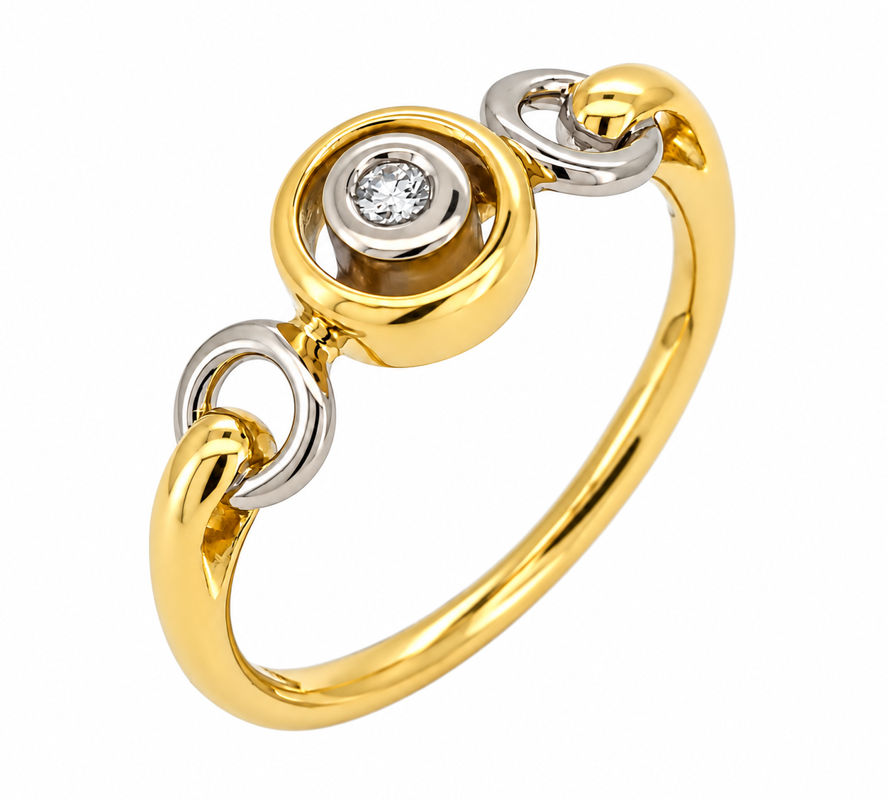 Anello - 18 carati Oro bianco, Oro giallo - 0.02ct. tw. Diamante (Naturale) - Made in Italy - Handmade