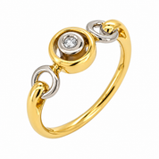 Anello - 18 carati Oro bianco, Oro giallo - 0.02ct. tw. Diamante (Naturale) - Made in Italy - Handmade