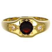 Anello - 18 carati Oro giallo - 0.90ct. tw. Granato - Diamante