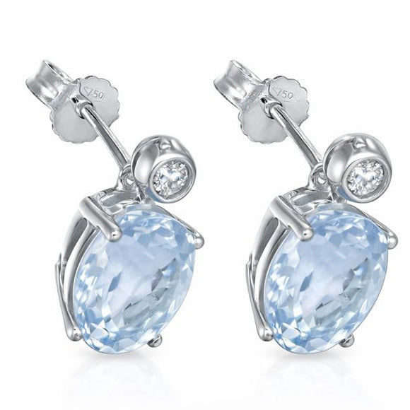 Orecchini - 18 carati Oro bianco - 4.80ct. tw. Acquamarina - Diamante