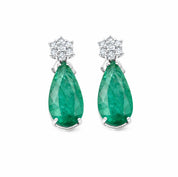 Orecchini - 18 carati Oro bianco - 6.40ct. tw. Smeraldo - Diamante