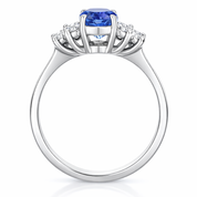 Anello - 18 carati Oro bianco - 2.07ct. tw. Zaffiro - Diamante