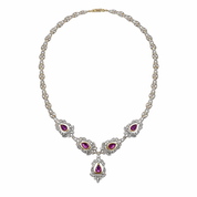 Collana - 18 carati Argento, Oro bianco - 10.13ct. tw. Rubino - Diamante