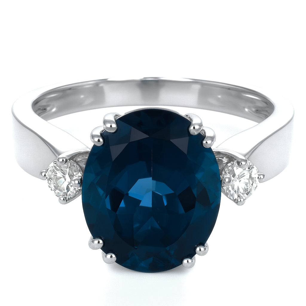 Anello - 18 carati Oro bianco - 6.13ct. tw. Topazio - Diamante