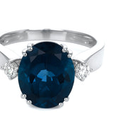 Anello - 18 carati Oro bianco - 6.13ct. tw. Topazio - Diamante