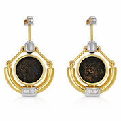 Orecchini - 18 carati Oro bianco, Oro giallo - 0.14ct. tw. Zaffiro - Diamante