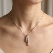 Collana con ciondolo - 18 carati Oro bianco - 0.04ct. tw. Diamante (Naturale)