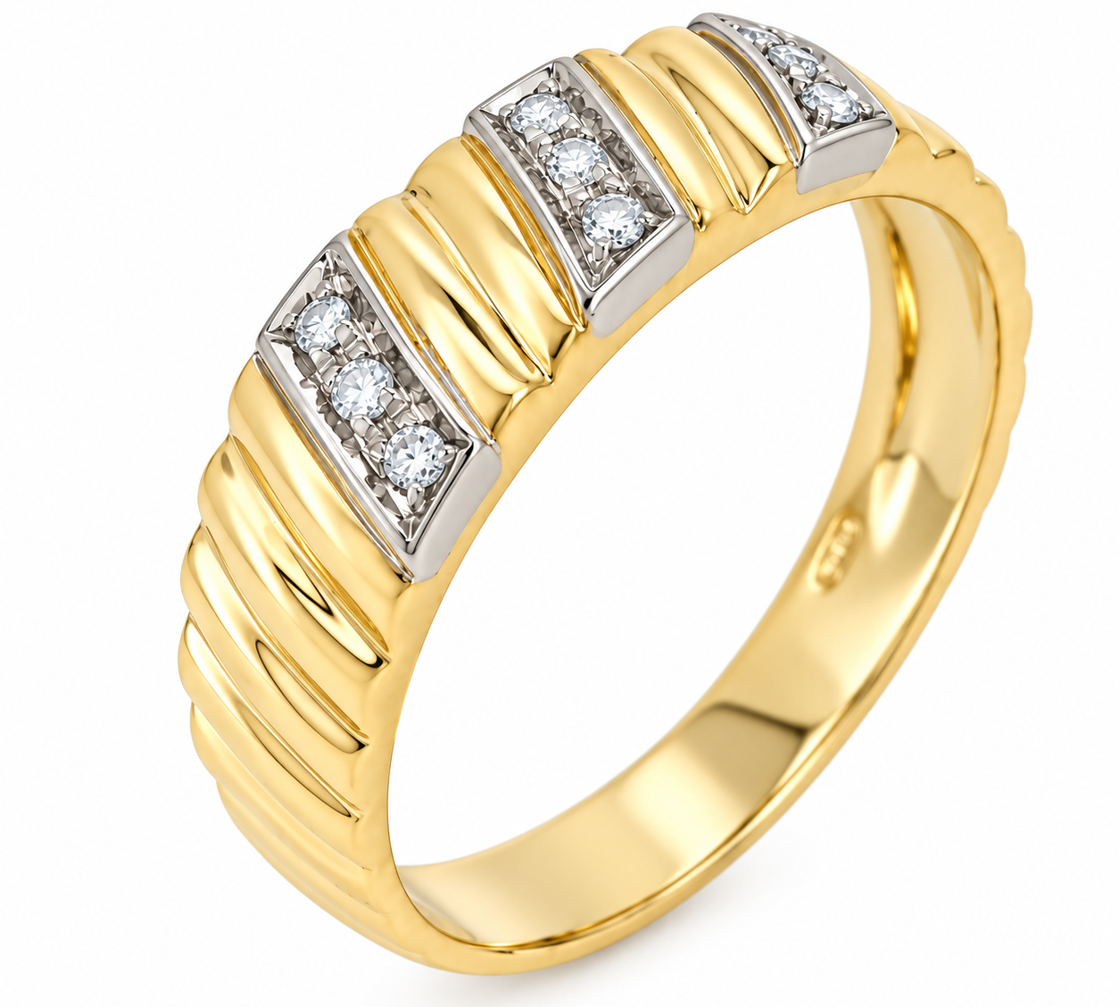 Anello - 18 carati Oro bianco, Oro giallo - 0.09ct. tw. Diamante (Naturale) - Made in Italy - Handmade