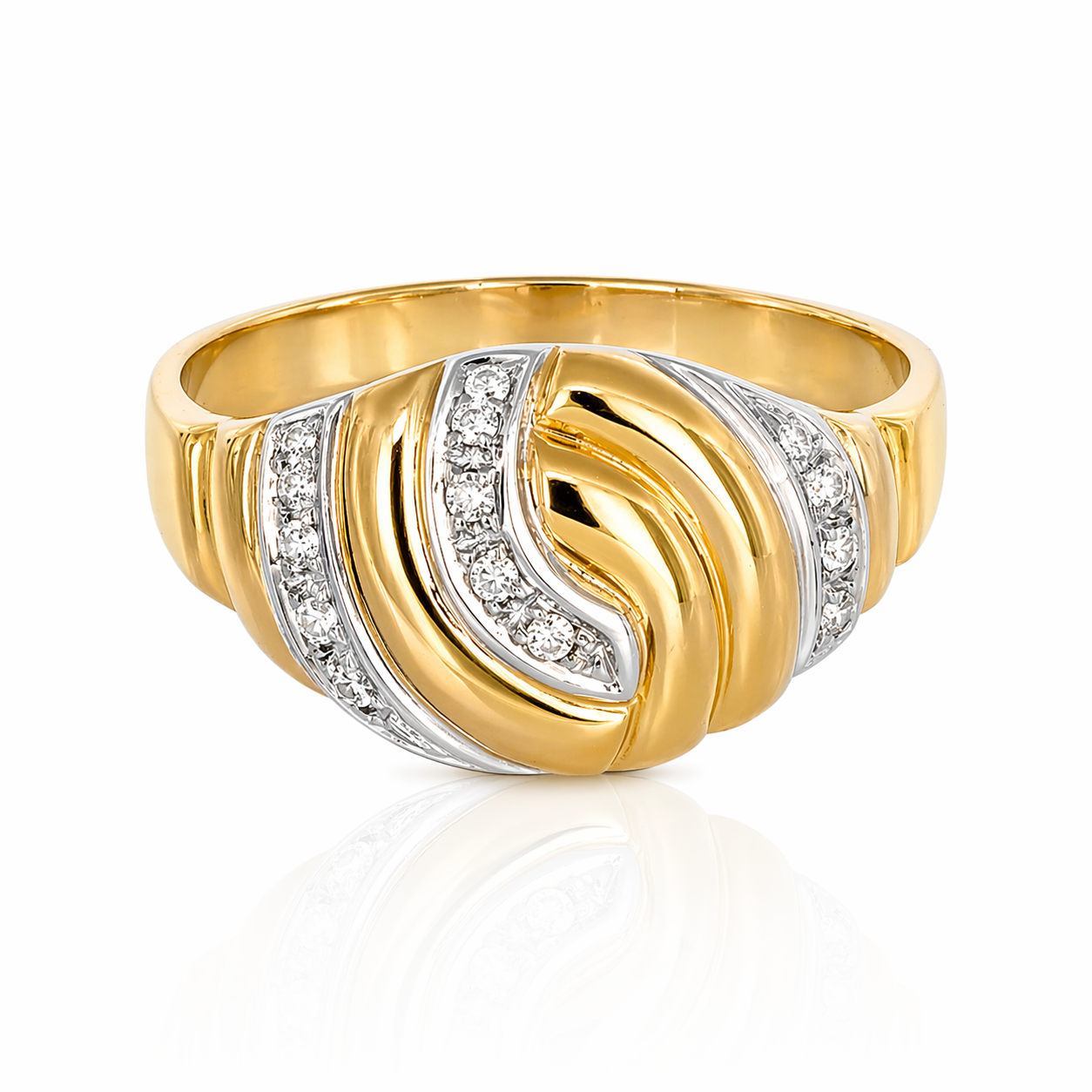 Anello - 18 carati Oro bianco, Oro giallo - 0.22ct. tw. Diamante (Naturale)