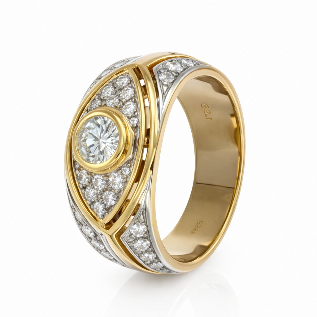 Anello - 18 carati Oro bianco, Oro giallo - 0.87ct. tw. Diamante (Naturale)