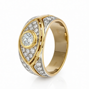 Anello - 18 carati Oro bianco, Oro giallo - 0.87ct. tw. Diamante (Naturale)
