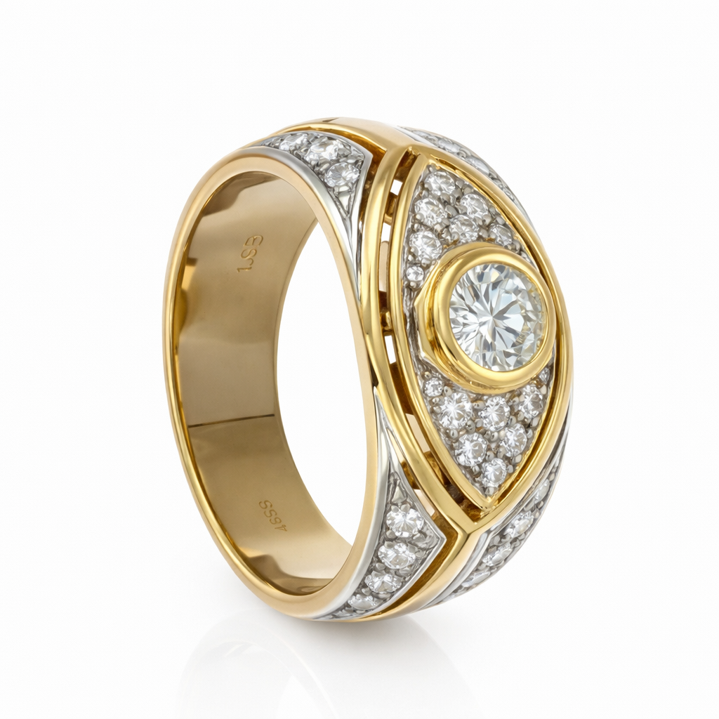 Anello - 18 carati Oro bianco, Oro giallo - 0.87ct. tw. Diamante (Naturale)
