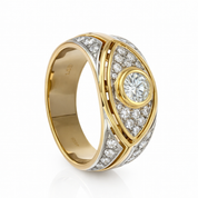 Anello - 18 carati Oro bianco, Oro giallo - 0.87ct. tw. Diamante (Naturale)