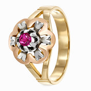 Anello - 18 carati Oro giallo, Oro rosa, Oro bianco - 0.13ct. tw. Rubino