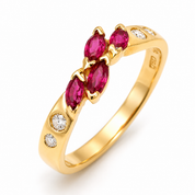 Anello - 18 carati Oro giallo, Rubino - Zaffiro - Smeraldo - Diamanti - 1.50ct. tw. - Made in Italy - Handmade