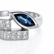 Anello - 18 carati Oro bianco - 0.64ct. tw. Zaffiro - Diamante