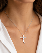 Collana con ciondolo - 18 carati Oro bianco - 0.04ct. tw. Diamante (Naturale) - Made in Italy - Handmade
