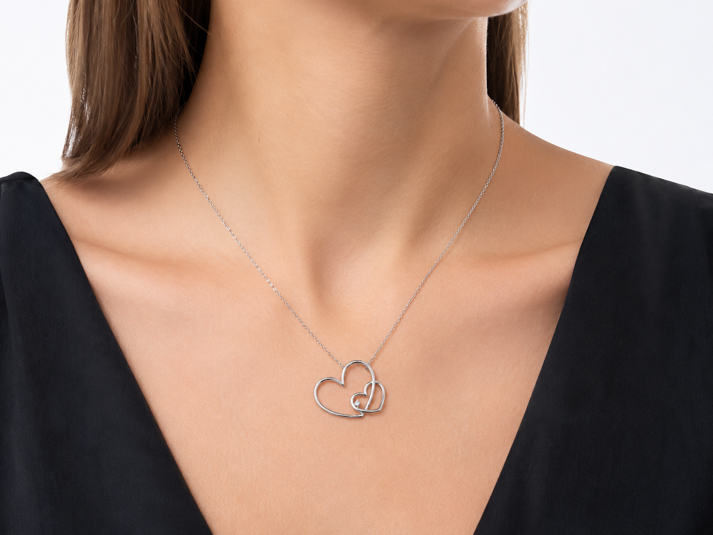 Collana con ciondolo - 18 carati Oro bianco - 0.02ct. tw. Diamante (Naturale) - Made in Italy - Handmade