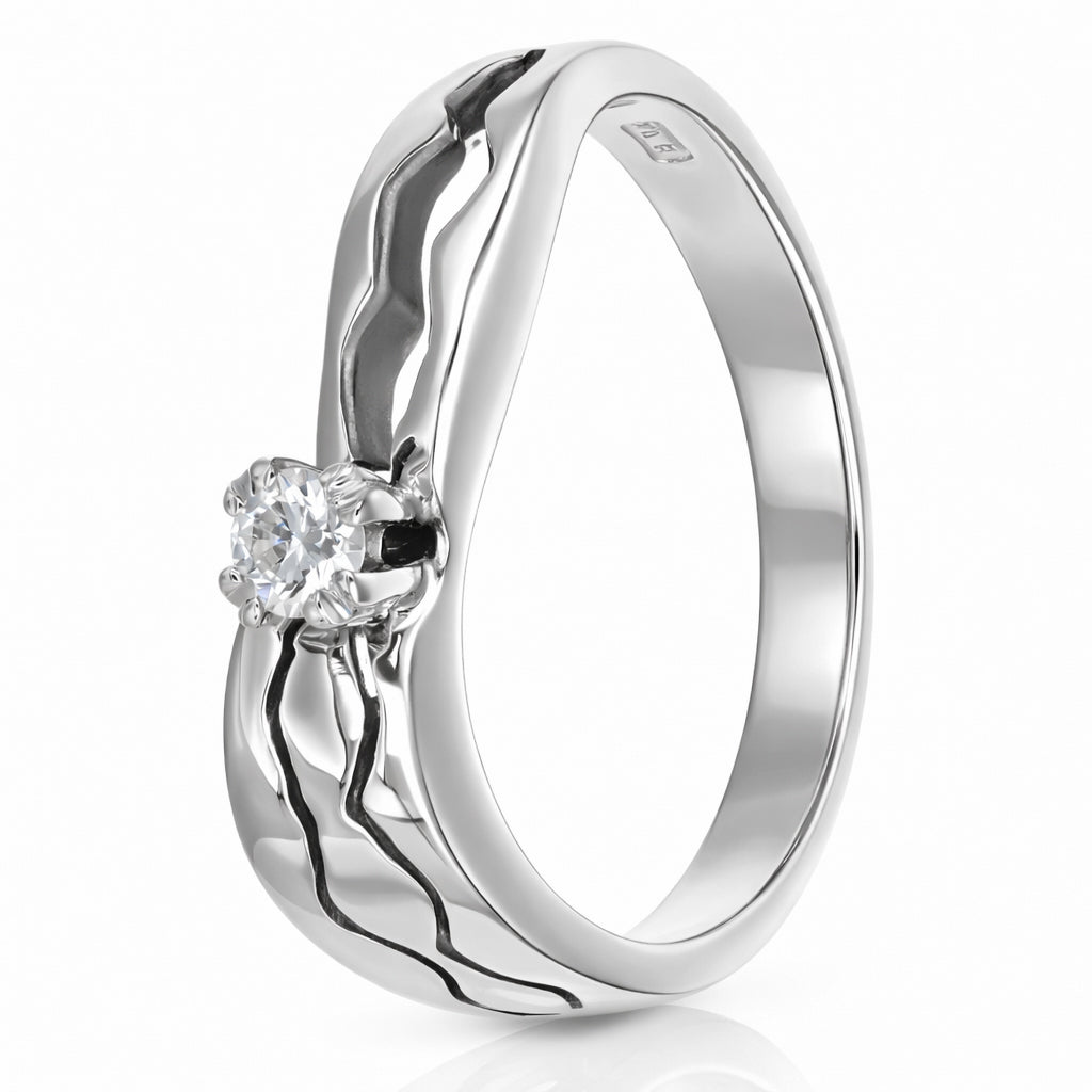 Anello - 18 carati Oro bianco Diamante (Naturale)